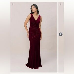 Revelry Dawson bridesmaid dress, burgundy velvet, size 24 regular maxi length